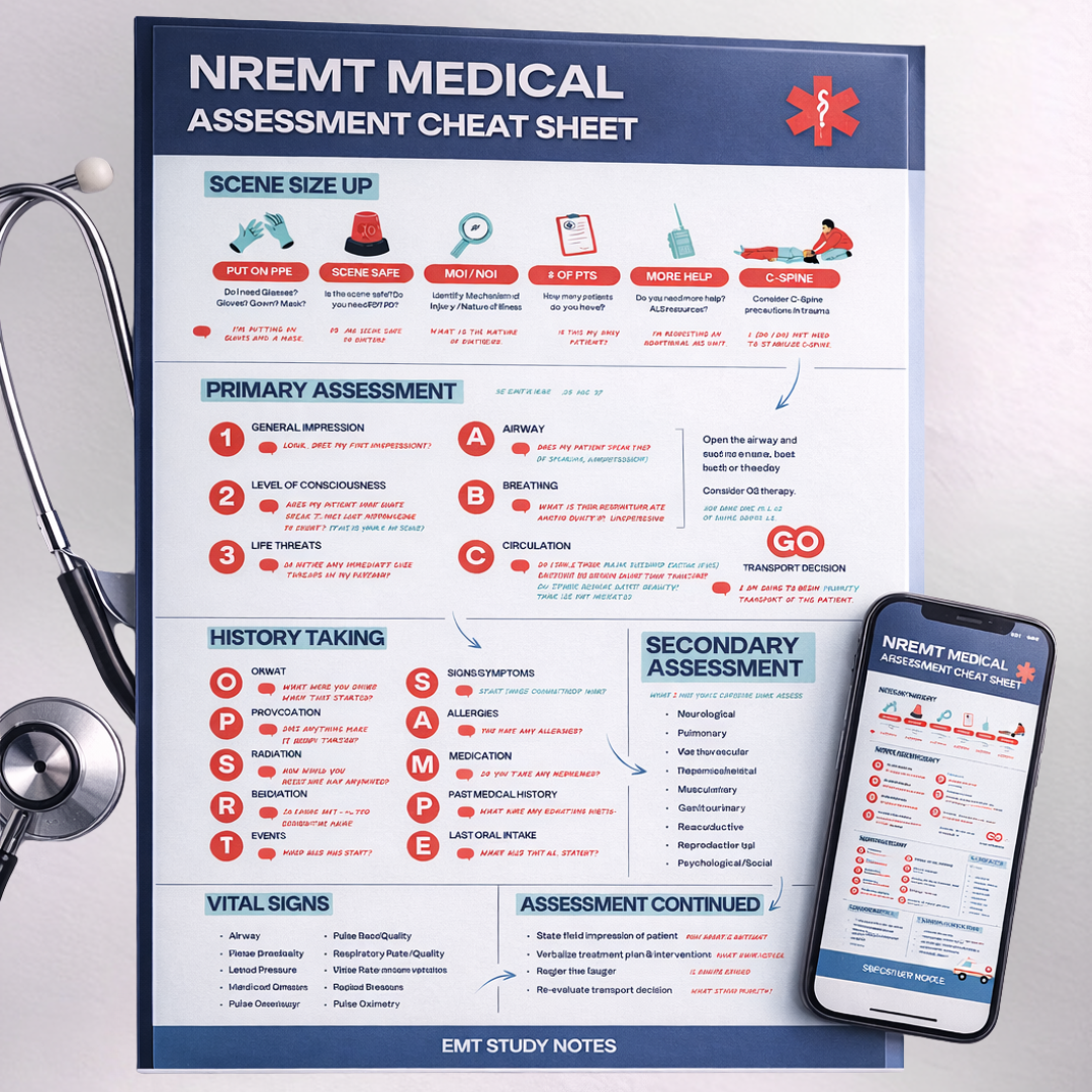 NREMT Medical Assessment Cheat Sheet